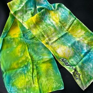 100% silk hand painted scarf signed